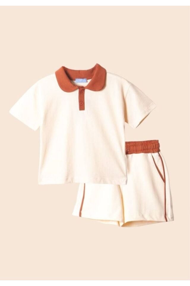 LA CIEL PARİS TURUNCU KREM ERKEK ÇOCUK YAZLIK ALT ÜST TAKIM