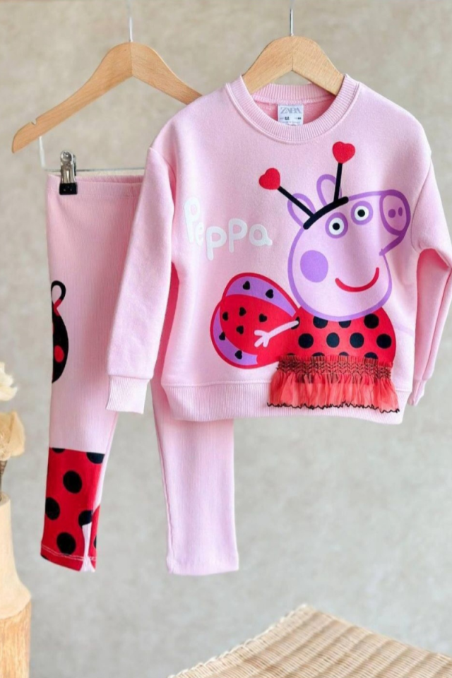 Peppa Pig Kız Çocuk 3D Pamuklu Alt Üst Takım