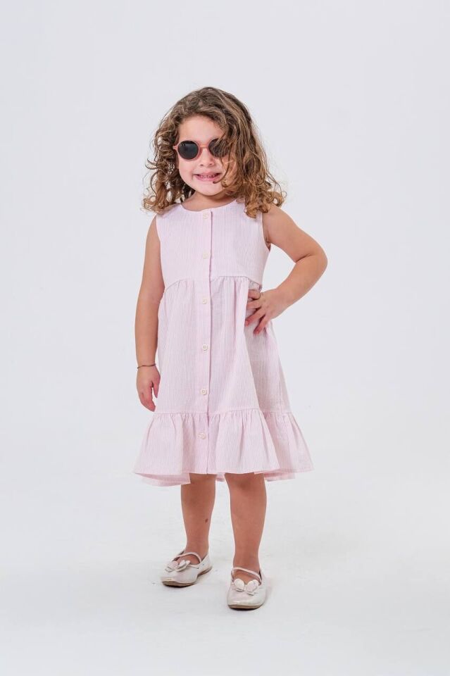 PEMBE YAZLIK KIZ ÇOCUK ELBİSESİ