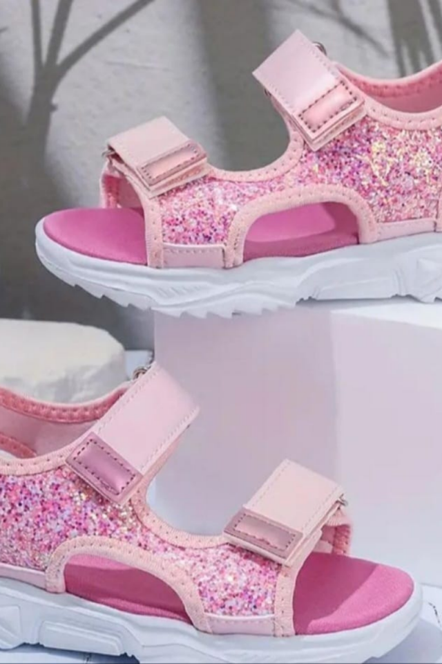 Pembe Simli Yazlık Sandalet